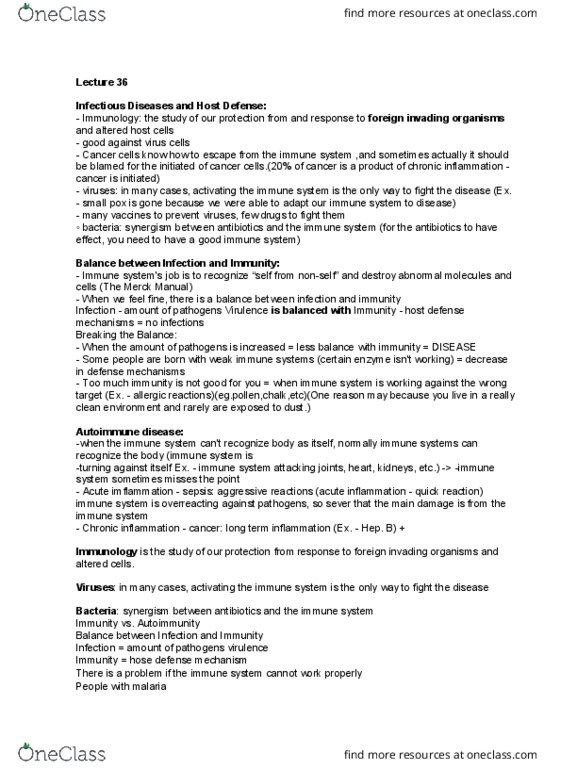 NATS 1670 Lecture Notes - Lecture 36: Merck Manual Of Diagnosis And Therapy, Autoimmune Disease, Smallpox thumbnail