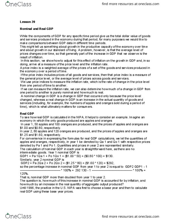 ECON 2400 Lecture Notes - Lecture 20: Real Change, Weighted Arithmetic Mean thumbnail