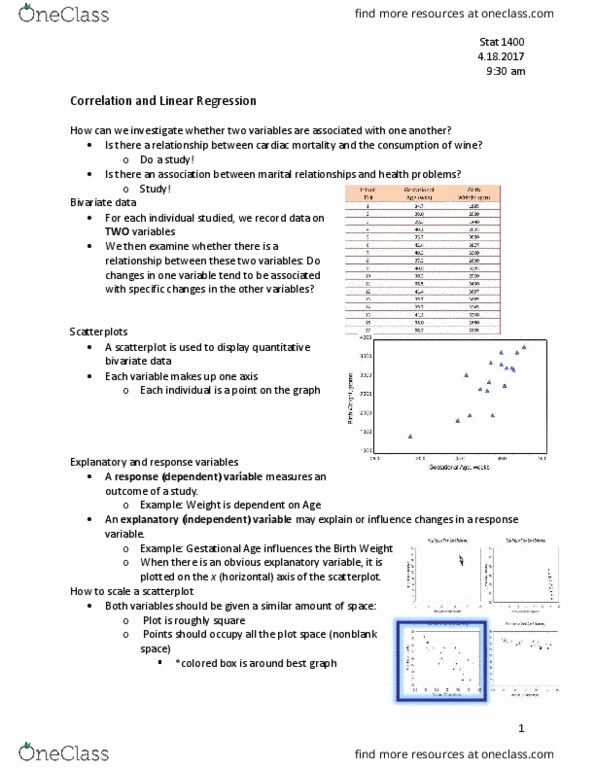 STAT 1400 Lecture Notes - Lecture 15: Scatter Plot, Dependent And Independent Variables, Standard Deviation thumbnail