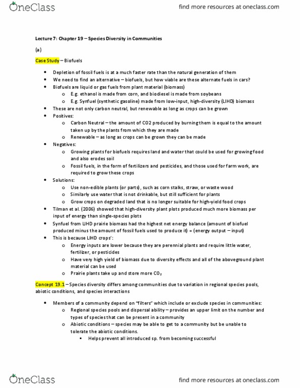 BIOL 2050 Lecture Notes - Lecture 7: Soil Fertility, Niche Differentiation, Species Richness thumbnail