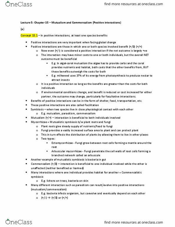 BIOL 2050 Lecture Notes - Lecture 5: Myosotis, Olneya, Commensalism thumbnail