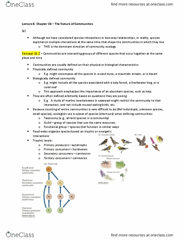 BIOL 2050 Lecture Notes - Lecture 6: 16S Ribosomal Rna, Kelp Forest, Species Richness thumbnail