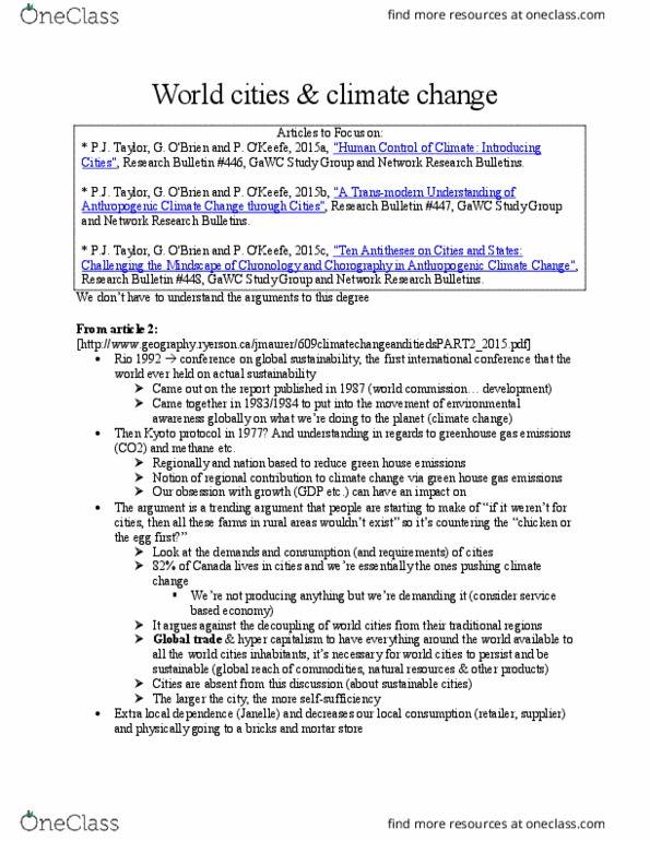 GEO 609 Lecture Notes - Lecture 10: Global Warming, Globalization And World Cities Research Network, Kyoto Protocol thumbnail
