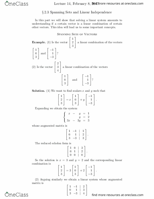 MATH125 Lecture Notes - Lecture 14: Row Echelon Form, Elementary Matrix, Augmented Matrix thumbnail