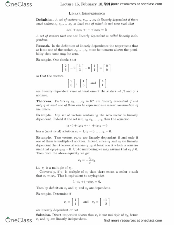 MATH125 Lecture Notes - Lecture 15: Linear Independence, Diagonal Matrix, Augmented Matrix thumbnail