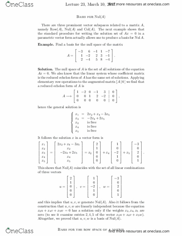MATH125 Lecture Notes - Lecture 23: Row And Column Spaces, Identity Matrix thumbnail