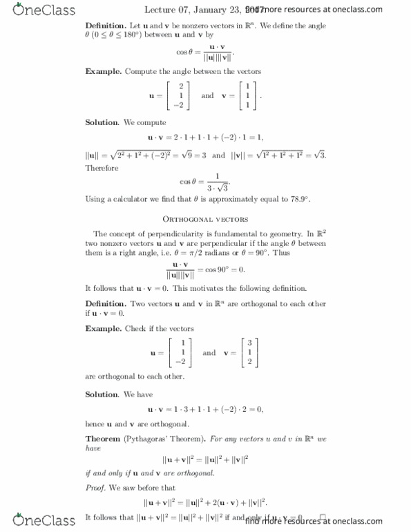 MATH125 Lecture Notes - Lecture 7: Hypotenuse, Unit Vector thumbnail