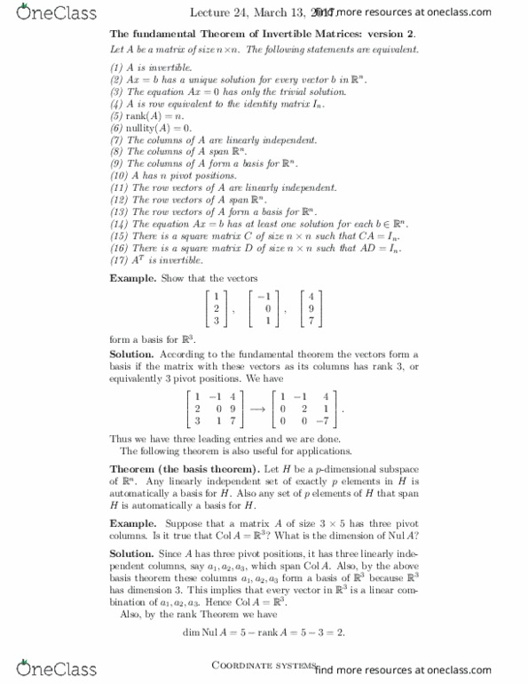 MATH125 Lecture Notes - Lecture 24: Coordinate Vector thumbnail