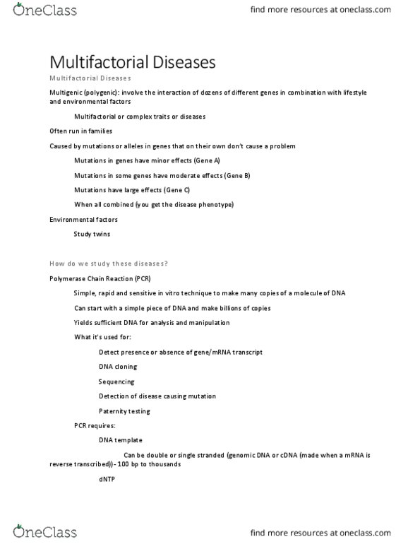 BSC 219 Lecture Notes - Lecture 21: Taq Polymerase, Thermus Aquaticus, Molecular Cloning thumbnail