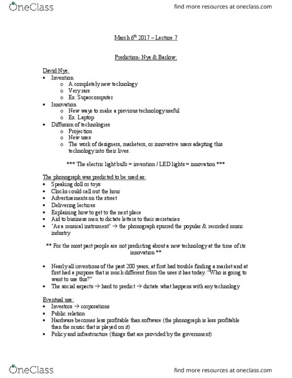 CS100 Lecture Notes - Lecture 7: Phonograph, Supercomputer, Darpa thumbnail