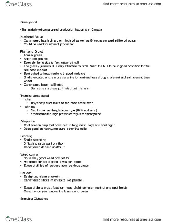 PLSC 201 Lecture Notes - Lecture 15: Weed Control, Ergot, Panicle thumbnail