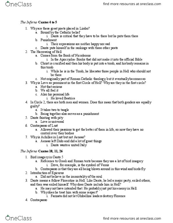 ENG 201 Lecture Notes - Lecture 31: Guelphs And Ghibellines, Usury, Catholic Theology thumbnail