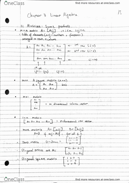 MAT 485 Lecture Notes - Lecture 3: Identity Matrix, Row Echelon Form, Diagonal Matrix thumbnail