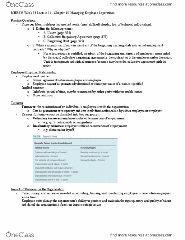 MHR 523 Chapter Notes - Chapter 15: Quasi-Contract, Wrongful Dismissal, Interactional Justice thumbnail