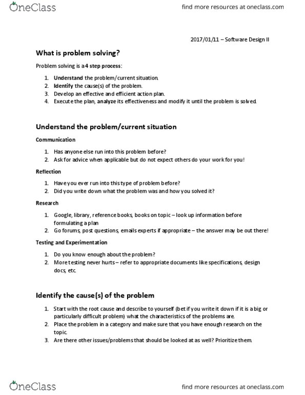 CIS 2250 Lecture Notes - Lecture 1: Problem Solving, Continual Improvement Process thumbnail
