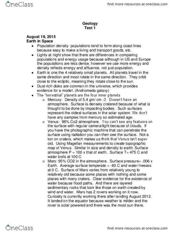 GEOL 1121 Lecture Notes - Lecture 1: Isotopes Of Nitrogen, Gypsum, Chemical Formula thumbnail