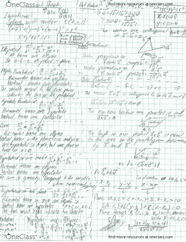 MATH 126 Midterm: Midterm 1 Cheat Sheet - OneClass