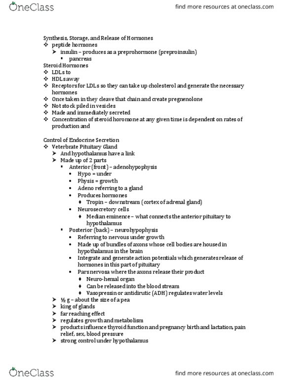 BIL 360 Lecture Notes - Lecture 4: Corticosterone, Adrenocorticotropic Hormone, Blood Sugar thumbnail