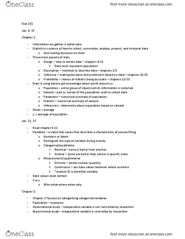 STAT151 Lecture Notes - Lecture 1: Quartile, Null Hypothesis, Scatter Plot thumbnail