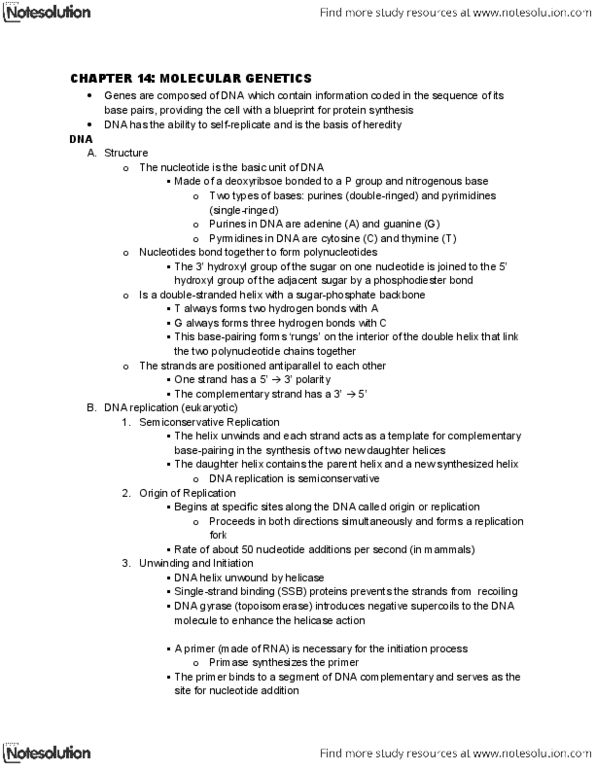 BIO342H5 Chapter Notes - Chapter 14: Peptidyl Transferase, Ribosomal Rna, Start Codon thumbnail