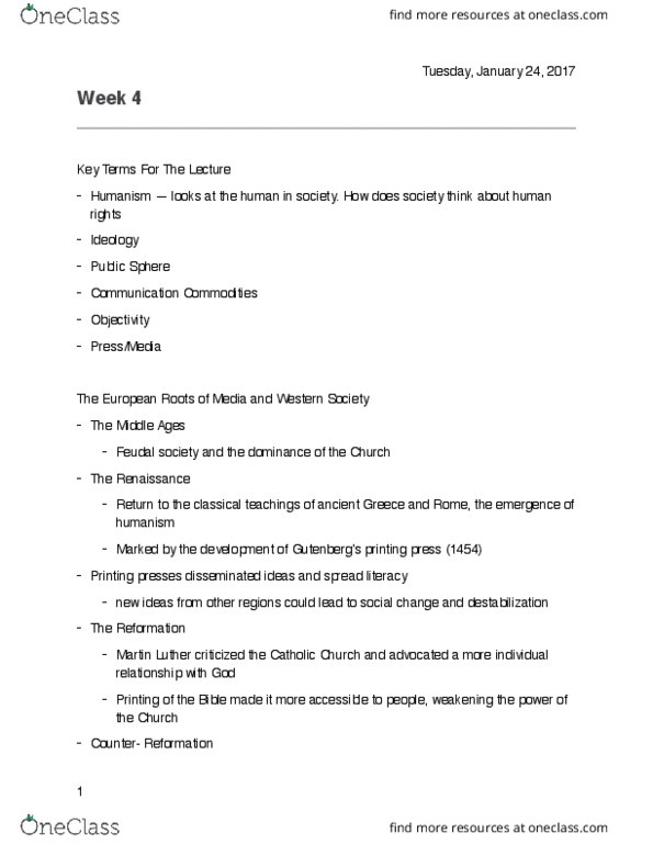 CMST 1A03 Lecture Notes - Lecture 3: Fourth Estate, Whistleblower, Social Responsibility thumbnail