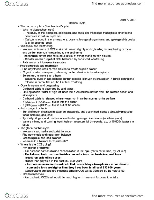 EARTH 222 Lecture Notes - Lecture 27: Ice Core, Permafrost, Thermocline thumbnail