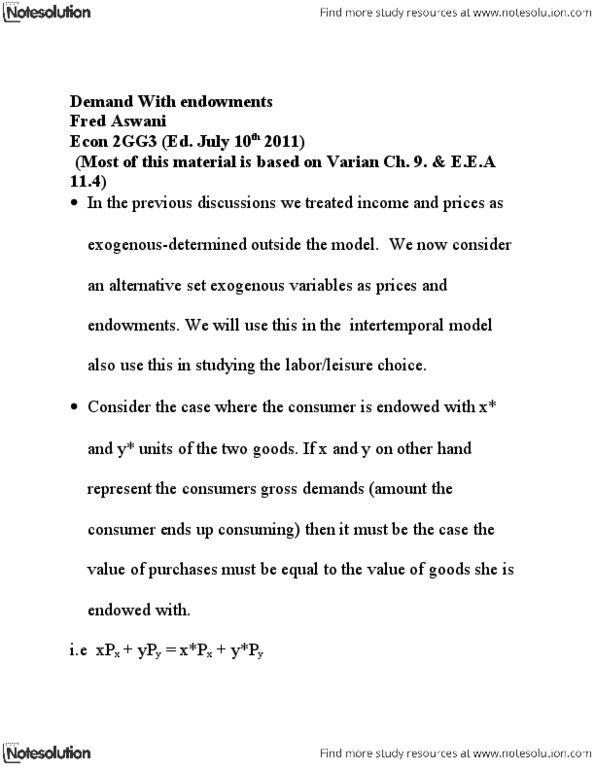 ECON 2GG3 Lecture Notes - Normal Good thumbnail