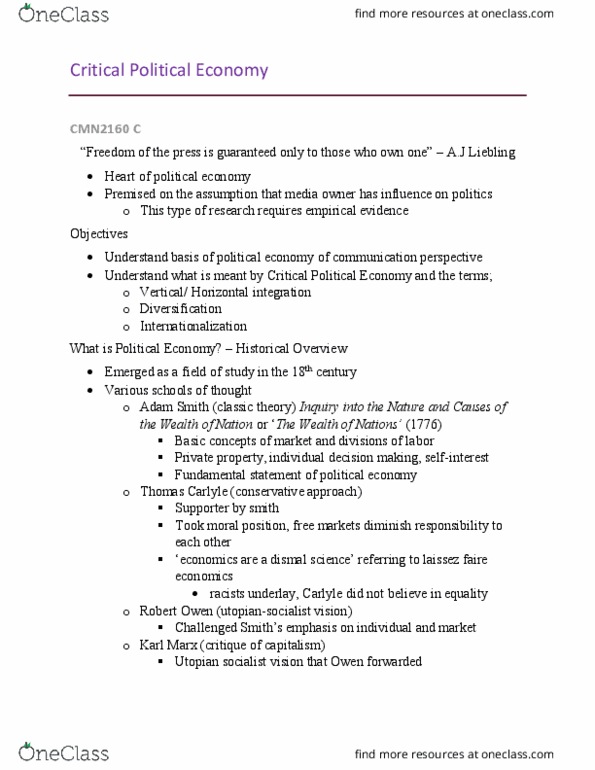 CMN2160 Lecture Notes - Lecture 17: Netflix, Product Placement, Utopian Socialism thumbnail