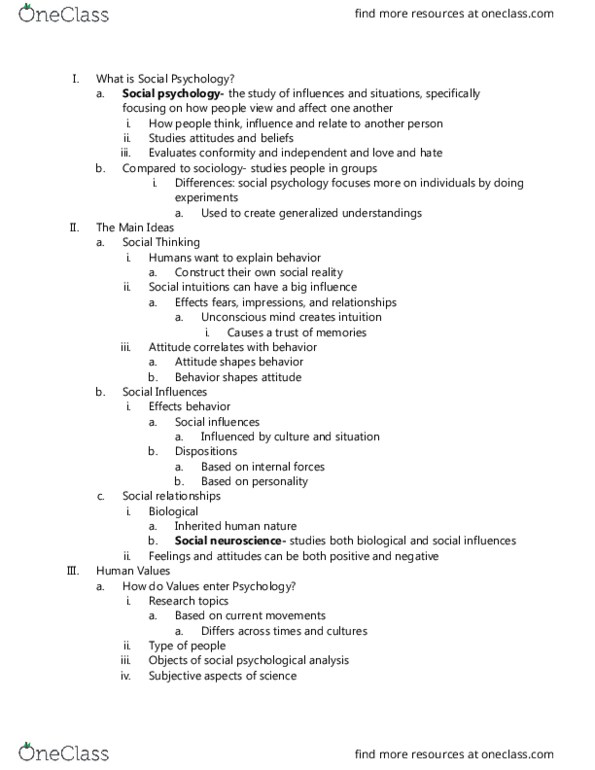 PSY 150 Chapter Notes - Chapter 1: Demand Characteristics, Hindsight Bias, Social Neuroscience thumbnail