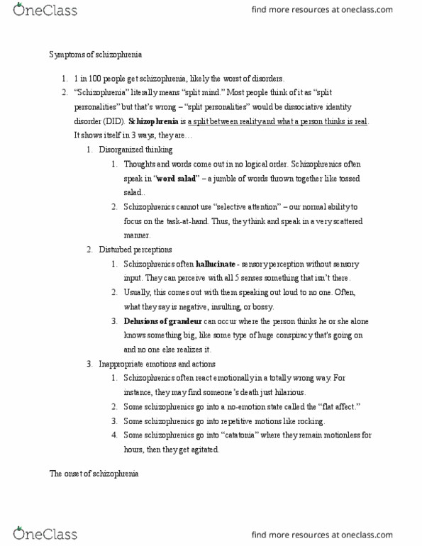 PSYC 2900 Lecture Notes - Lecture 4: Thalamus, Catatonia, Reduced Affect Display thumbnail