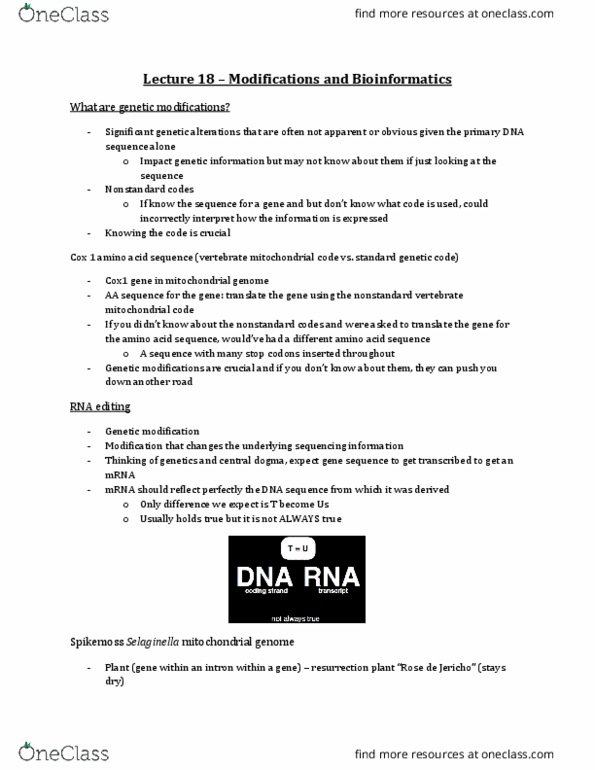 Biology 2581B Lecture Notes - Lecture 18: Genbank, Genetic Drift, Horizontal Gene Transfer thumbnail