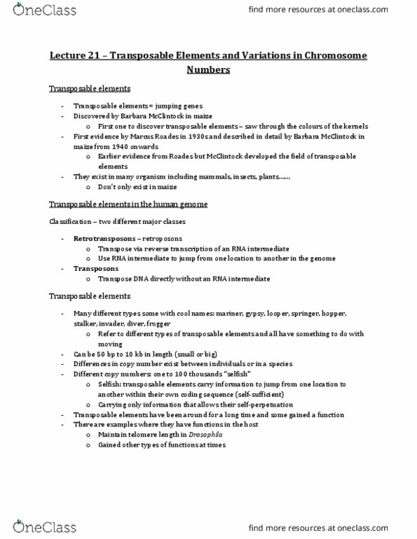 Biology 2581B Lecture Notes - Lecture 21: Canola, Gamete, Polyploid thumbnail