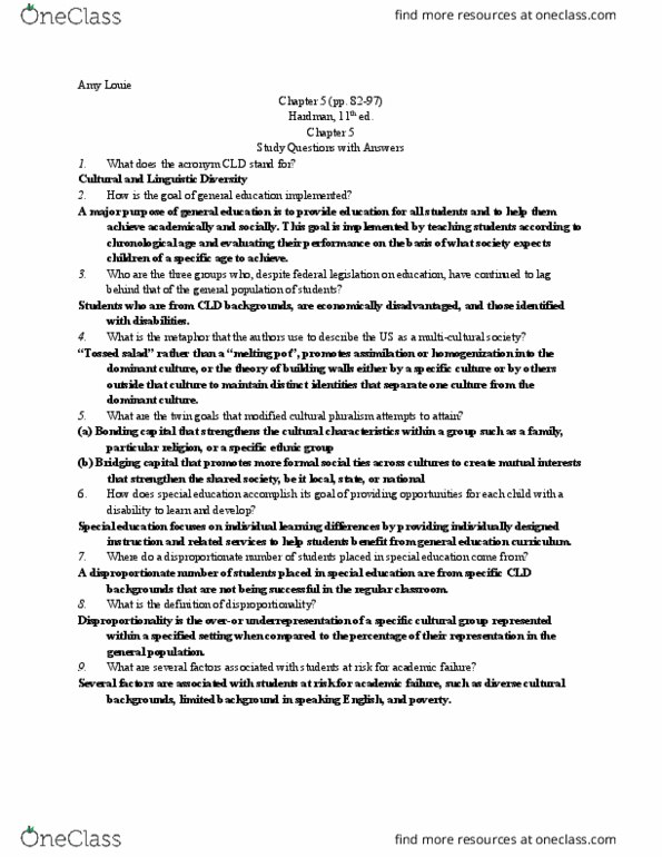 SPC 255 Chapter Chapter 5: Chapter 5 Hardman 11th ed. Study Questions thumbnail