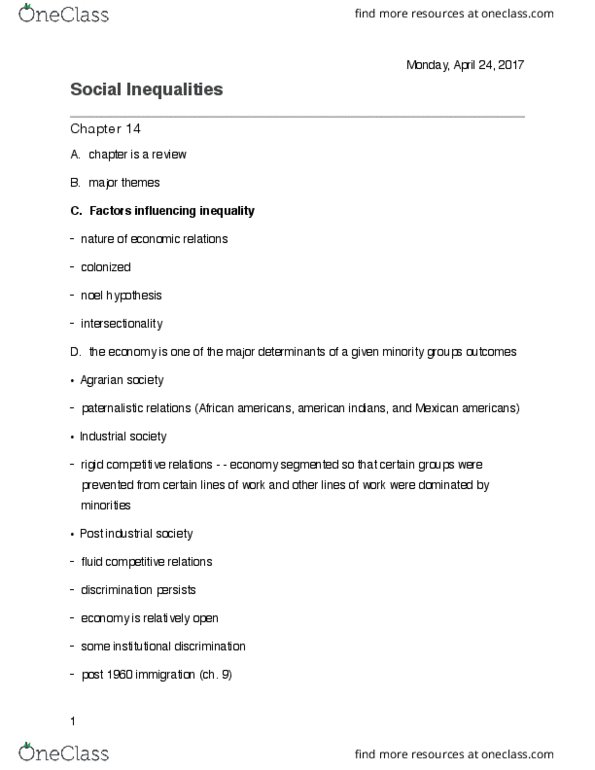 SOCI 341 Lecture Notes - Lecture 30: Acculturation, Ethnocentrism, Agrarian Society thumbnail