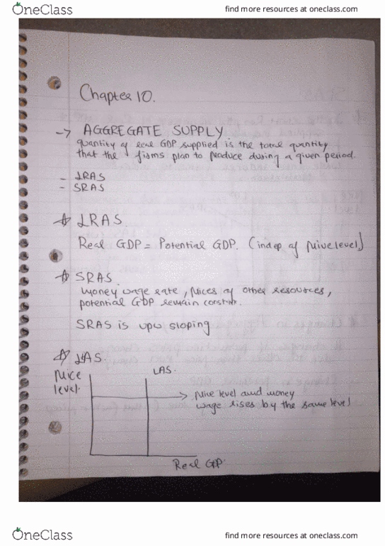 ECON 1012 Chapter Notes - Chapter 10: Stagflation, Potential Output thumbnail