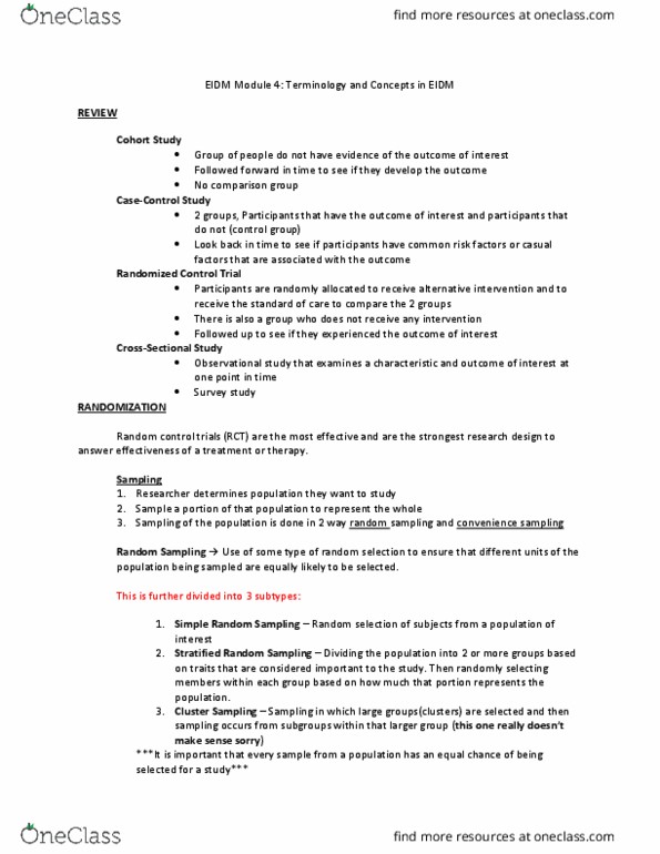 NURSING 2NN3 Lecture Notes - Lecture 4: Convenience Sampling, Observational Study thumbnail