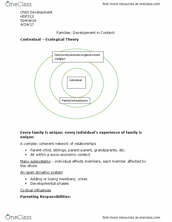 HDF 313 Lecture Notes - Lecture 20: Social Comparison Theory, Identity Formation, Parenting Styles thumbnail