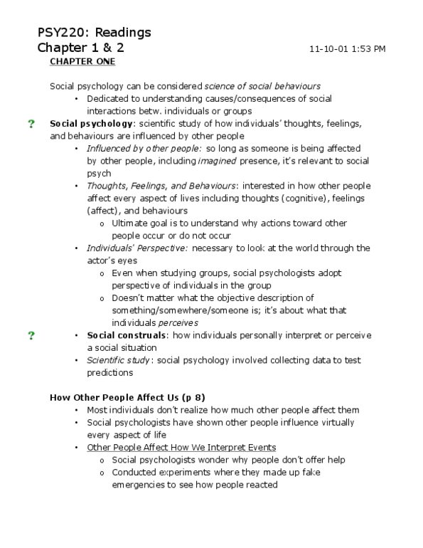 PSY220H1 Chapter 1: PSY220 Chapter 1 and 2 Notes thumbnail