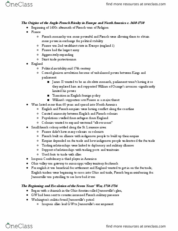 HIST 1093 Lecture Notes - Lecture 22: Scorched Earth, James Wolfe, Lake Ontario thumbnail