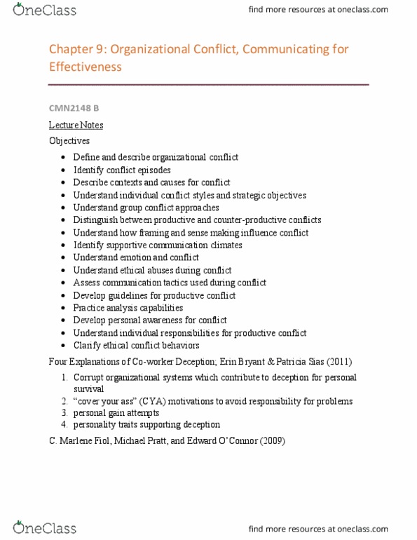 CMN 2148 Chapter Notes - Chapter 9: Difficult People, Emotional Labor, Covert Operation thumbnail