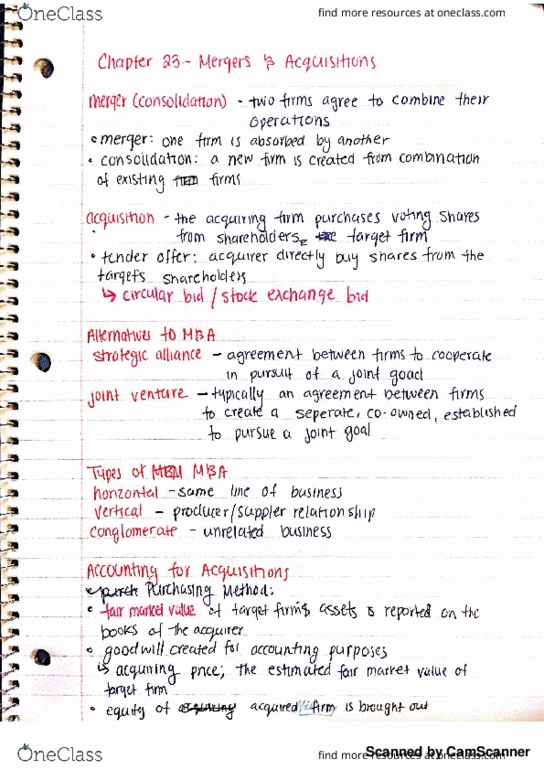 FIN 401 Chapter 23: Mergers & Acquisitions thumbnail