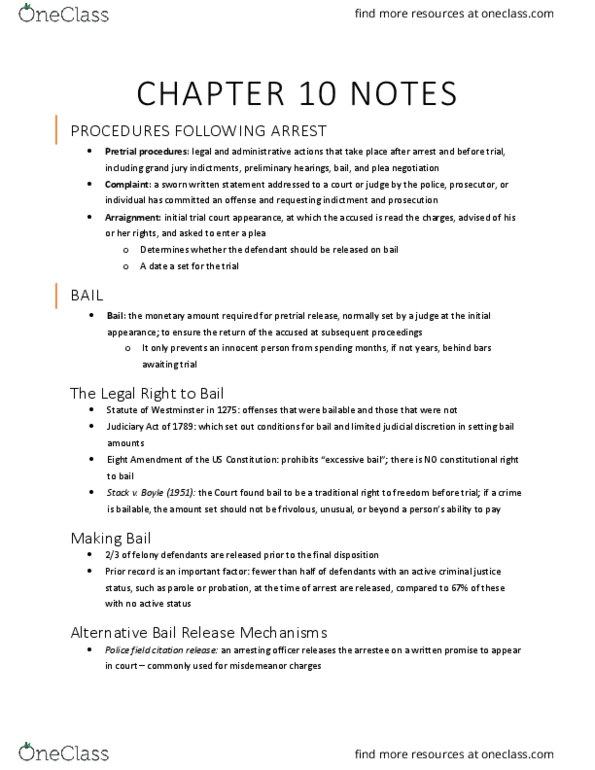 CCJ 3024 Chapter Notes - Chapter 10: Pro Se Legal Representation In The United States, Due Process, Confrontation Clause thumbnail