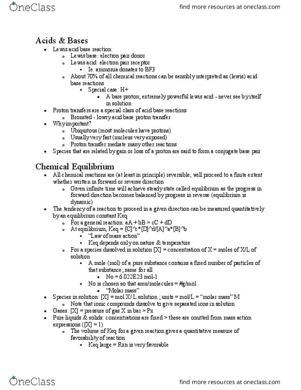 CHEM 10171 Lecture Notes - Lecture 4: Ph, Sulfuric Acid, Formal Charge thumbnail