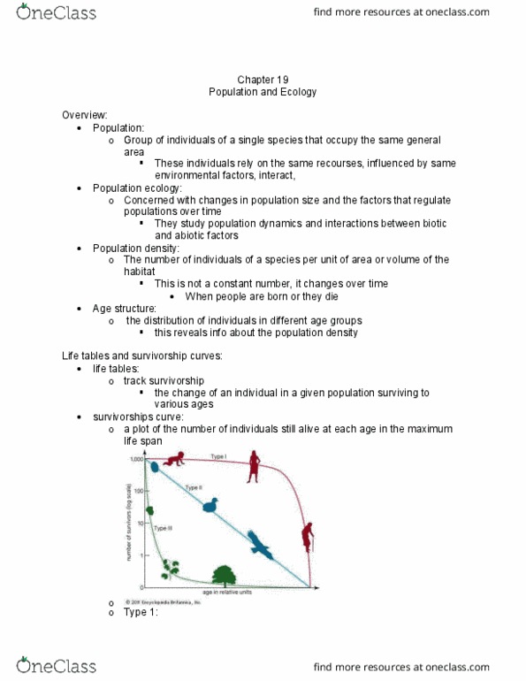 BSC 108 Chapter Notes - Chapter 19: Ecological Footprint, Carrying Capacity, Intraspecific Competition thumbnail