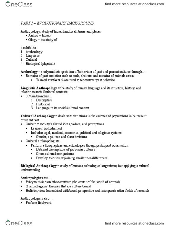 AN 102 Lecture Notes - Lecture 1: Adaptive Radiation, Vertebrate, Achromatopsia thumbnail