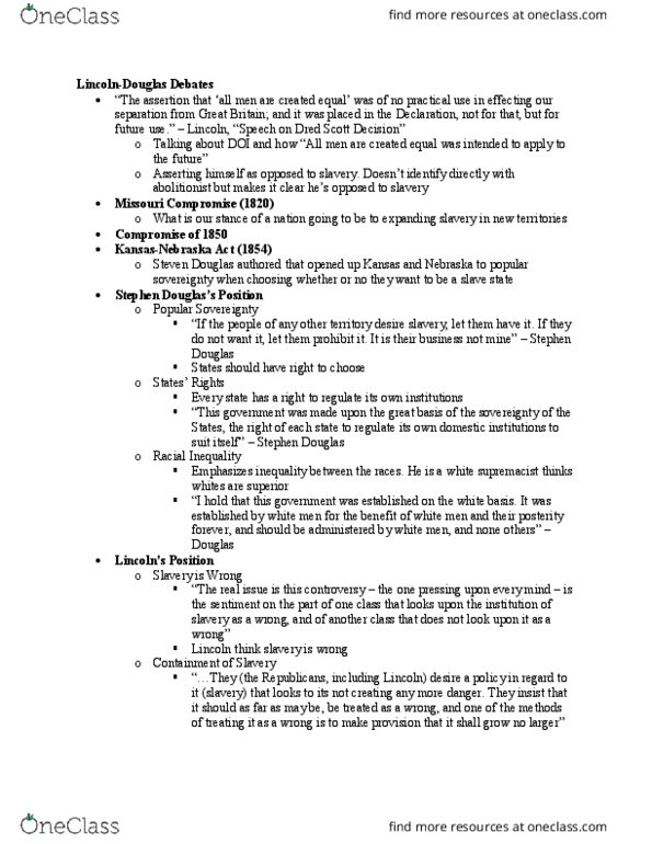 POL_SC 1100 Lecture Notes - Lecture 15: Ultimate Galactus Trilogy, Missouri Compromise, Stephen Douglass thumbnail