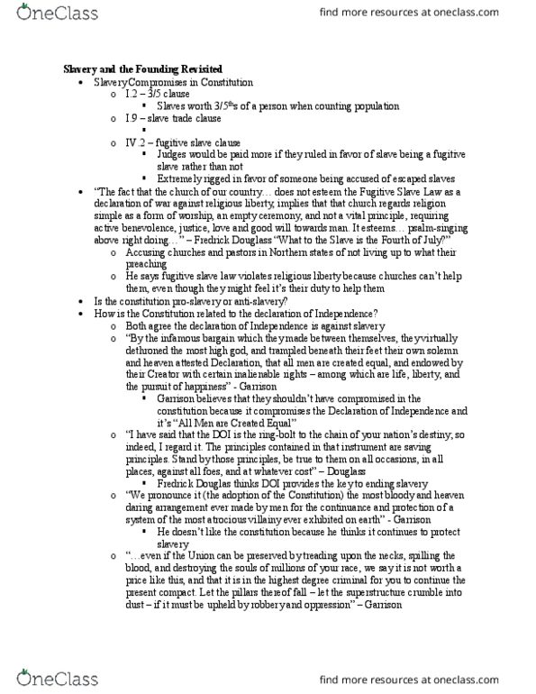 POL_SC 1100 Lecture Notes - Lecture 17: Fugitive Slave Laws, Frederick Douglass thumbnail