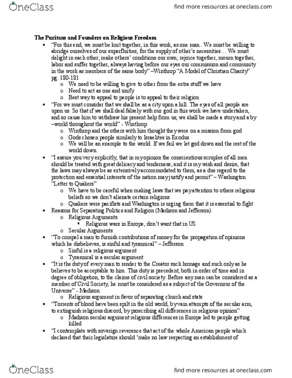 POL_SC 1100 Lecture Notes - Lecture 13: Puritans, Israelites thumbnail