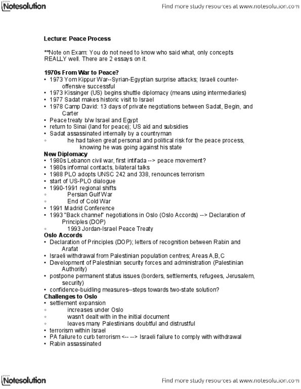 POLI 341 Lecture Notes - Palestinian National Security Forces, Gulf War, Shuttle Diplomacy thumbnail