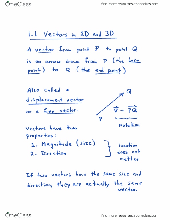 MATH 20C Lecture Notes - Lecture 2: 2D Computer Graphics, Unit Vector thumbnail